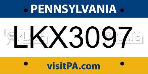 LKX3097 Pennsylvania License Plate