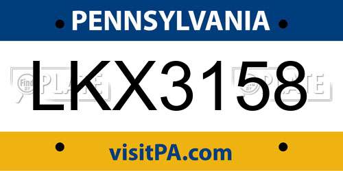 LKX3158 Pennsylvania License Plate
