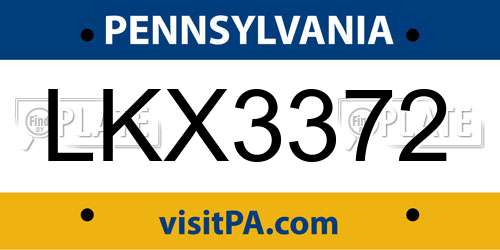 LKX3372 Pennsylvania License Plate