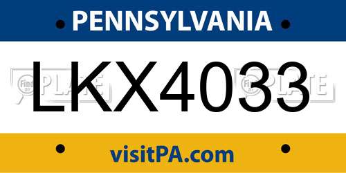 LKX4033 Pennsylvania License Plate