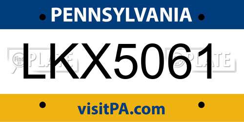 LKX5061 Pennsylvania License Plate