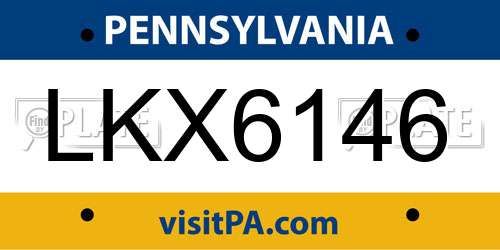 LKX6146 Pennsylvania License Plate