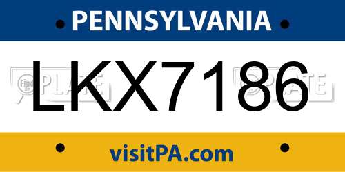 LKX7186 Pennsylvania License Plate