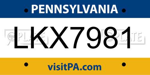 LKX7981 Pennsylvania License Plate
