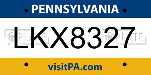 LKX8327 Pennsylvania License Plate