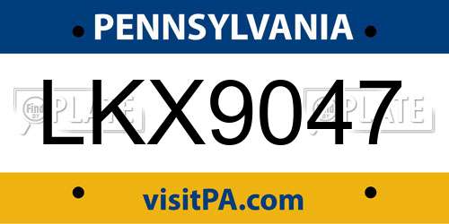 LKX9047 Pennsylvania License Plate