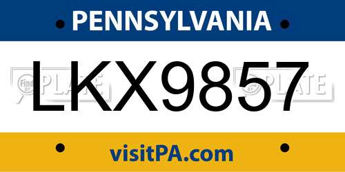 LKX9857 Pennsylvania License Plate