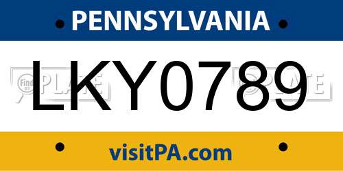 LKY0789 Pennsylvania License Plate