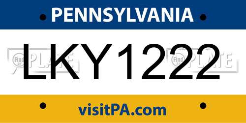 LKY1222 Pennsylvania License Plate