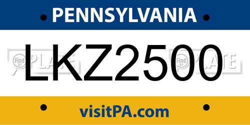 LKZ2500 Pennsylvania License Plate