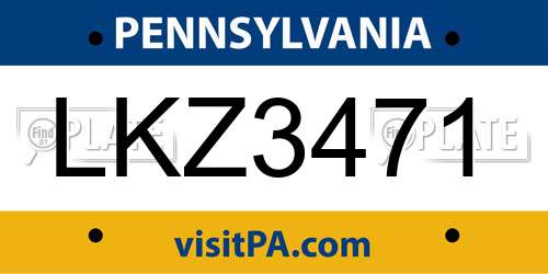 LKZ3471 Pennsylvania License Plate