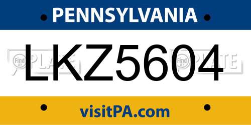 LKZ5604 Pennsylvania License Plate