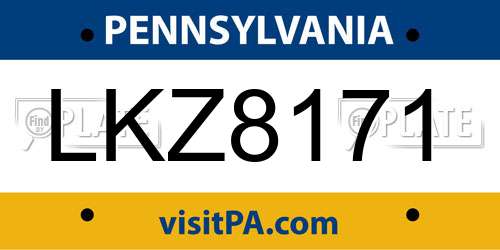 LKZ8171 Pennsylvania License Plate