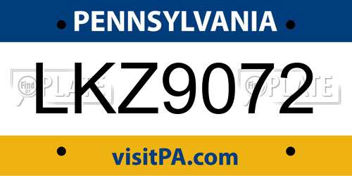 LKZ9072 Pennsylvania License Plate