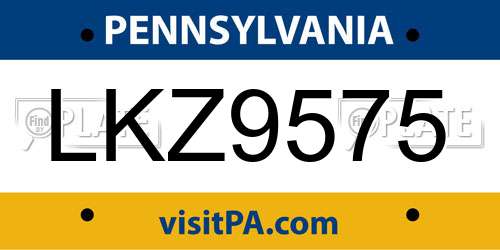 LKZ9575 Pennsylvania License Plate