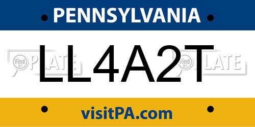 LL4A2T Pennsylvania License Plate