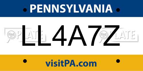 LL4A7Z Pennsylvania License Plate