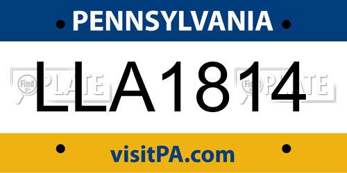 LLA1814 Pennsylvania License Plate