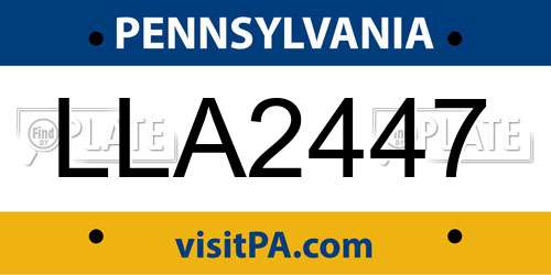 LLA2447 Pennsylvania License Plate
