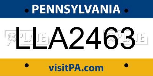 LLA2463 Pennsylvania License Plate
