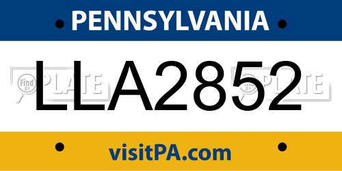LLA2852 Pennsylvania License Plate