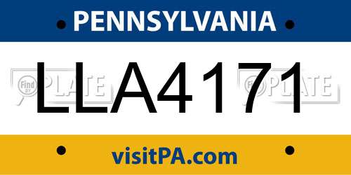 LLA4171 Pennsylvania License Plate