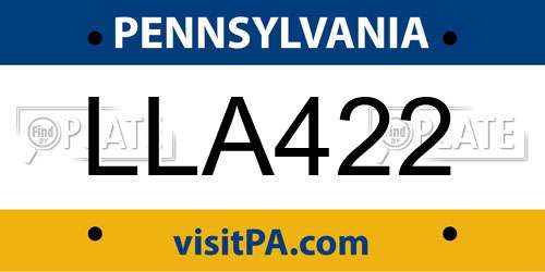 LLA422 Pennsylvania License Plate