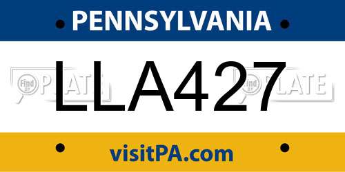 LLA427 Pennsylvania License Plate