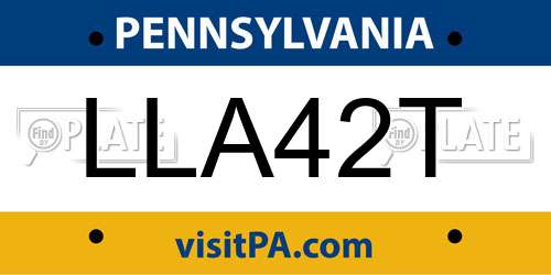 LLA42T Pennsylvania License Plate