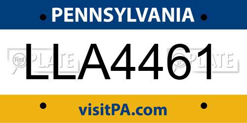 LLA4461 Pennsylvania License Plate