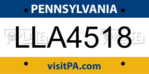 LLA4518 Pennsylvania License Plate