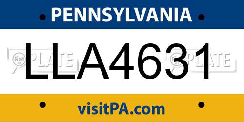 LLA4631 Pennsylvania License Plate