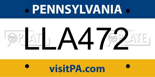 LLA472 Pennsylvania License Plate