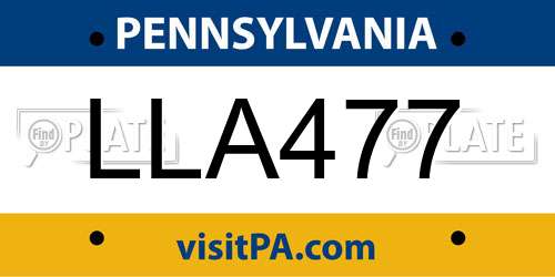 LLA477 Pennsylvania License Plate