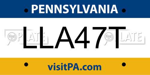 LLA47T Pennsylvania License Plate