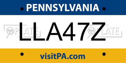 LLA47Z Pennsylvania License Plate