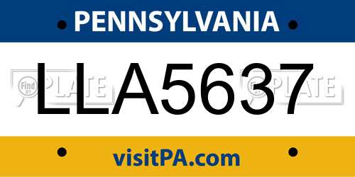 LLA5637 Pennsylvania License Plate