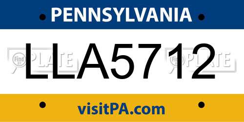 LLA5712 Pennsylvania License Plate