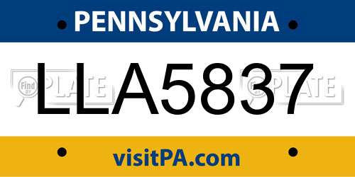 LLA5837 Pennsylvania License Plate