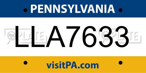 LLA7633 Pennsylvania License Plate