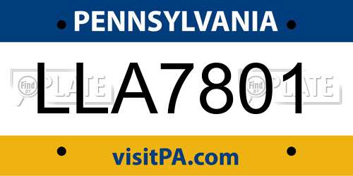 LLA7801 Pennsylvania License Plate