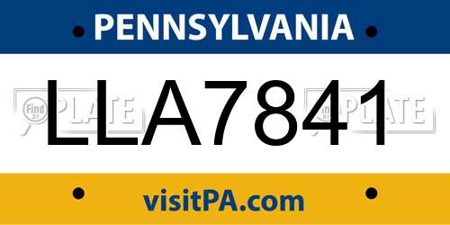 LLA7841 Pennsylvania License Plate