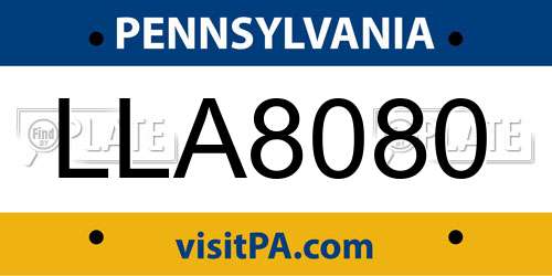 LLA8080 Pennsylvania License Plate