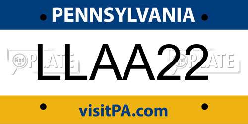LLAA22 Pennsylvania License Plate