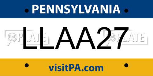 LLAA27 Pennsylvania License Plate