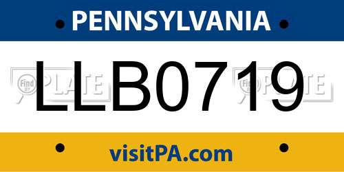 LLB0719 Pennsylvania License Plate