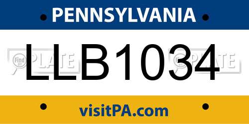 LLB1034 Pennsylvania License Plate
