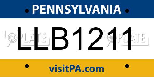 LLB1211 Pennsylvania License Plate