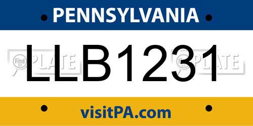 LLB1231 Pennsylvania License Plate