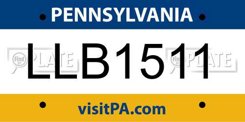 LLB1511 Pennsylvania License Plate
